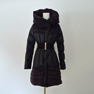Marciano black belted puffer coat, S